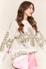 White Sparkly Snowflake Fuzzy Sweater