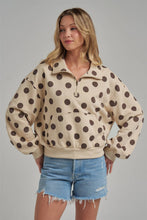 Oatmeal Coffee Polka Dot Half Zip Pullover