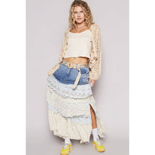 Denim Multi Floral print woven ruffle POL skirt
