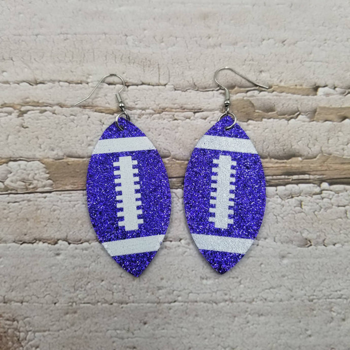 Shiny Colorful Rugby PU Earrings: Blue