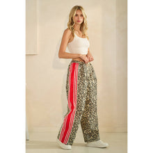 Leopard Sport Striped Wide Legged Veveret Pants
