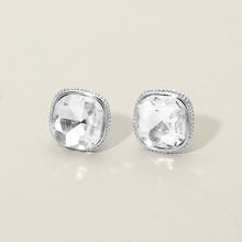Blue Dark Cushion-cut Faceted Iridescent Stone Stud Earrings