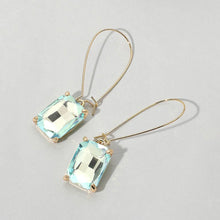 Light Pink Emerald Cut Stone Dangle Evening Earrings
