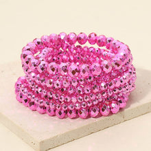 Silver Faceted Beaded Stretch Multi Layered Bracelets