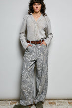 Vintage Washed Printed Twill Wide-Leg Woven Pants: BLACK PAISLEY
