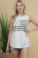 Oatmeal American Flag Camo Sleeveless Top