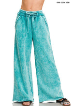 Ash Black Acid Wash Fleece Palazzo Sweatpants With Pockets