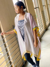 Beige Pink Silky Printed Kimono