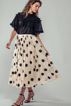 Polka Dotted Midi Skirt: Cream