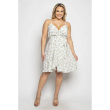 Blue Plus Size Surplice Flare Mini Dress