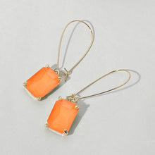 Clear Emerald Cut Stone Dangle Evening Earrings
