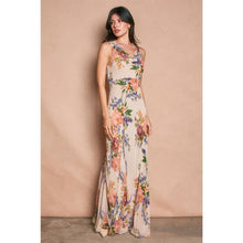 Soft Floral Delicate Affair Cowl Neck Godet Maxi Dress