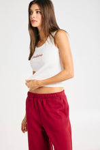 White 'indiana' Embroidered Ribbed Tank Top