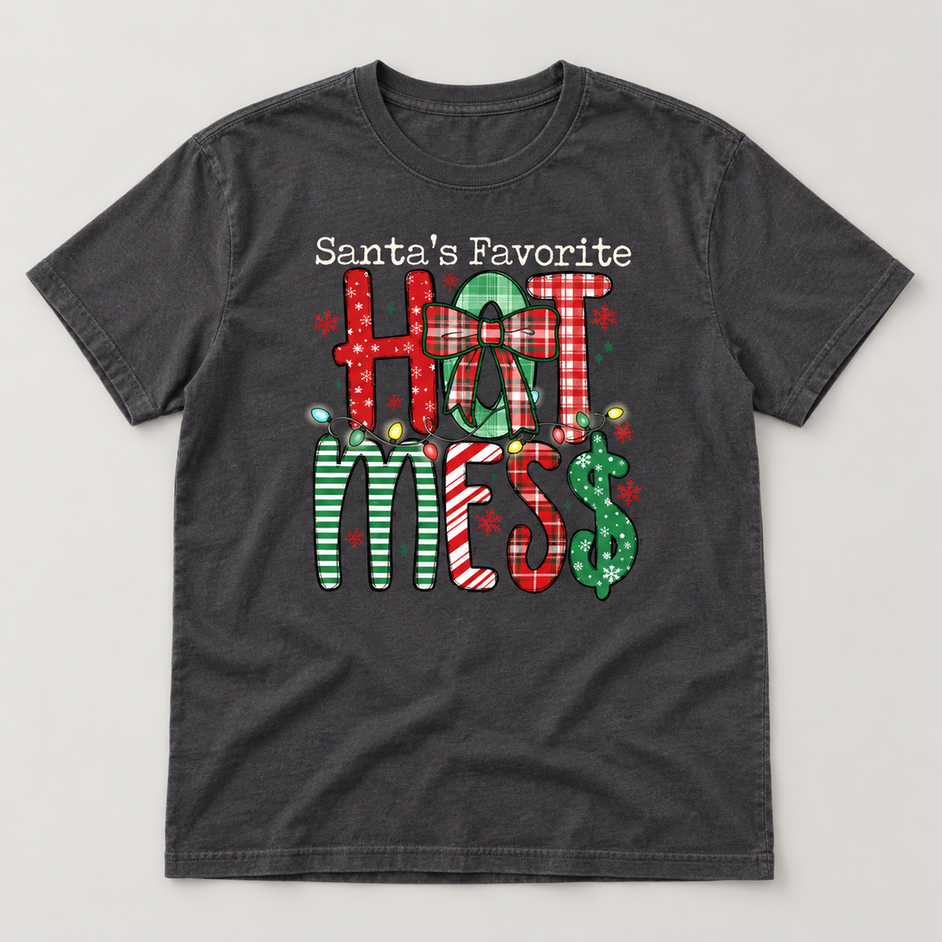 Graphite Santa's Favorite Hot Mess Tee