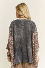 Ashed Black Mineral Washed Animal Print Graphic Poncho Top