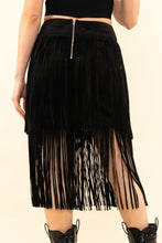 Black Suede Double Fringe Blue Velvet Skirt 2/14/25 9628