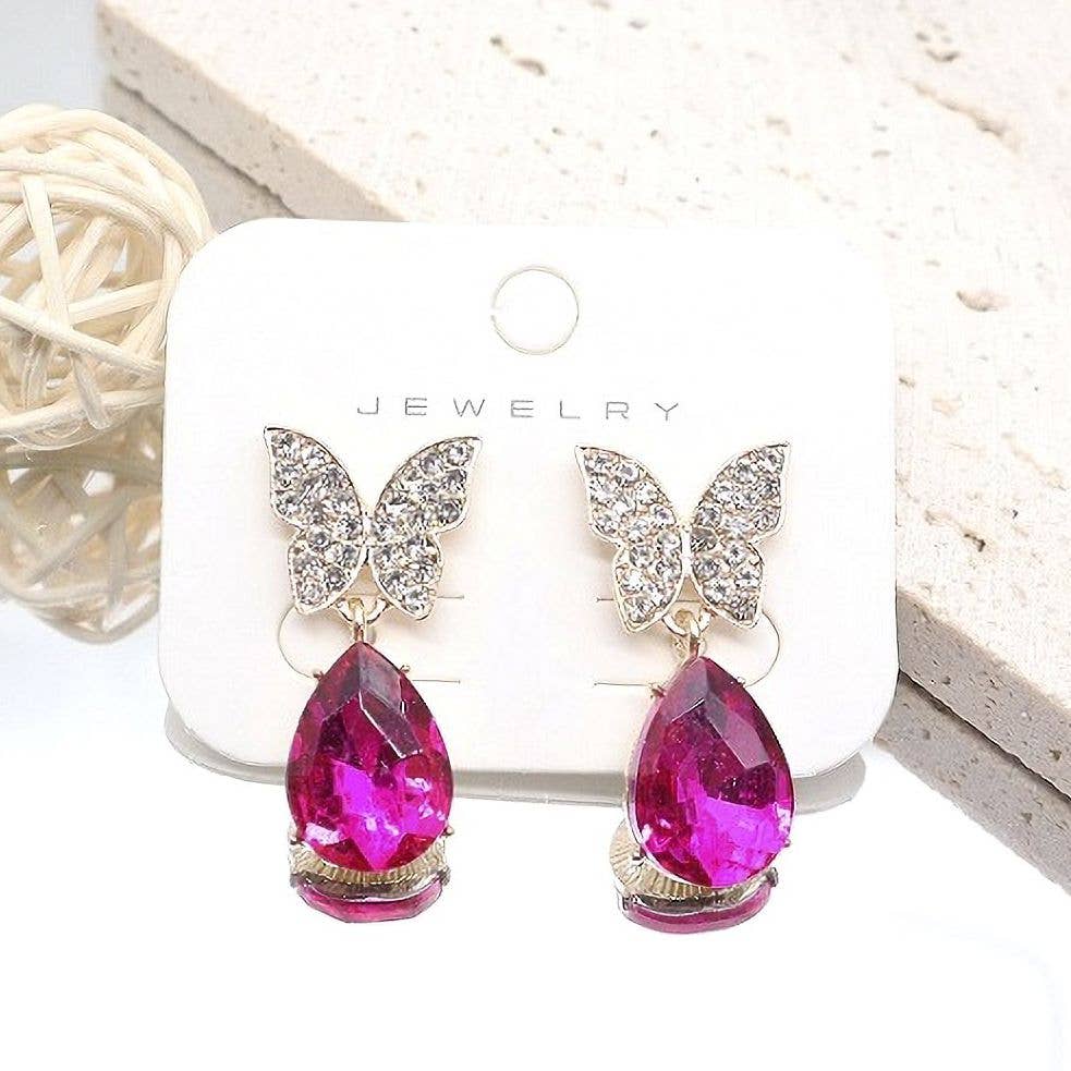 12pk Polished Butterfly Teardrop Dangle Earrings