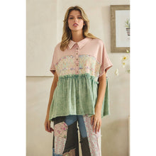 Blush Washed Collared Half Placket Oli+Hali Top