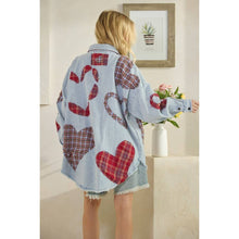Blue Washed Plaid Heart Patchwork Button Down Oli+Hali Shirt