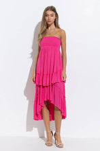 Fuchsia Smocked Chevron Ruffle Layered Two Way Dress Skirt