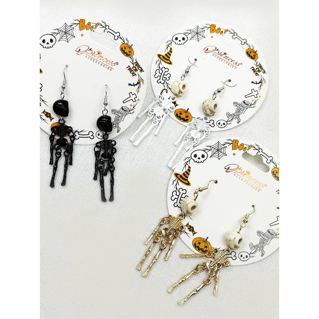 Halloween Skull Theme Skeleton Earring Set: MIX COLOR / ONE(12)
