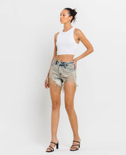 Cement Super High Rise Distressed Vervet Shorts