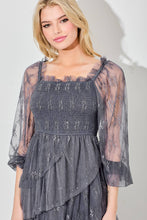 Slate Blue Lace Tiered Maxi Dress