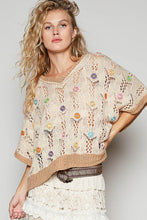 Beige Latte V-neck sleeveless flower outseam thin sweater POL top