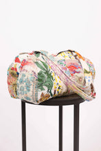 White Floral Upcycled Patchwork Duffel Bag