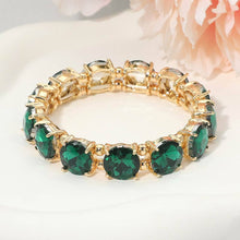 Pink Round Stone Cluster Beaded Stretch Evening Bracelet