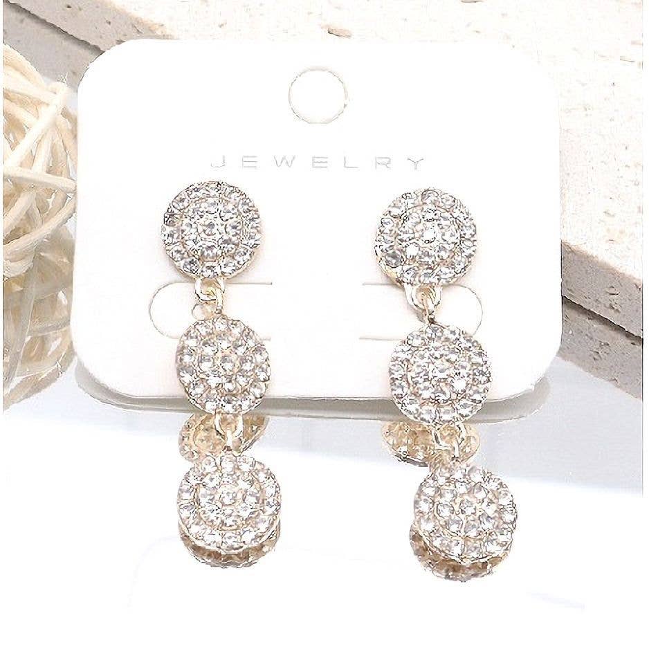 12pk Dangle Halo Rhinestone Circle Earrings