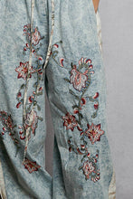Denim Floral Embroidery Print Patch Denim Jogger POL Pants