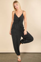 Black PLUS SIZE Mineral Washed Cotton Gauze Jumpsuit