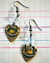 Stamped Heart Patina Brass Boho Earrings