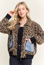 Brown Leopard Jacket with denim pockets