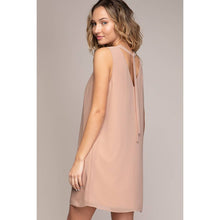 Champagne Front Pleats Tied Back Shift Dress