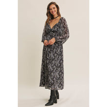 Black Multi Stunner Twisted Front Floral Midi Dress