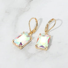 Aqua Rectangular Glass Stone Drop Dangle Earrings