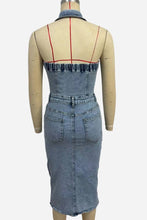 Blue Sleeveless Denim Button Dress
