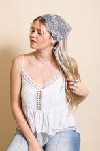 Blue Chic Boho Lace Headscarf with Vintage Floral Patterns