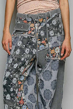 Black Jacquard Floral Twill Patch Waist Loop Jogger POL Pants
