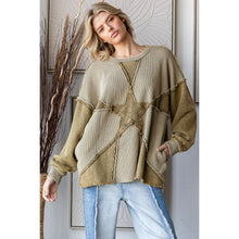 Olive Washed Star Patchwork Soft Oli+Hali Pullover