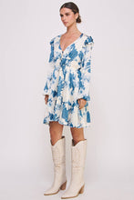 Blue Long Sleeve Mini Dress