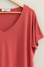 Brick V Neck Dolman Short Sleeve Top