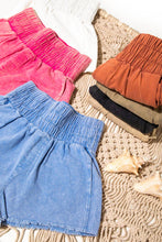 Rust High-Waist Washed Twill Shorts