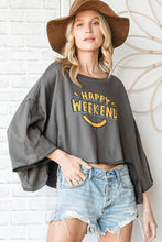 Charcoal Hi-low Hem Graphic Cropped Bucketlist Top: