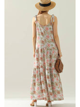 Mauve Floral Strap Tie Sleeveless Dress