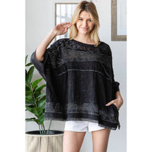 Black Washed Lace Contrast Boxy Loose Oli+Hali Top