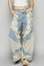 Denim Floral print crochet contrast casual POL jeans
