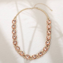 Brown Gold Square Faceted Stone Bezel Link Evening Necklace